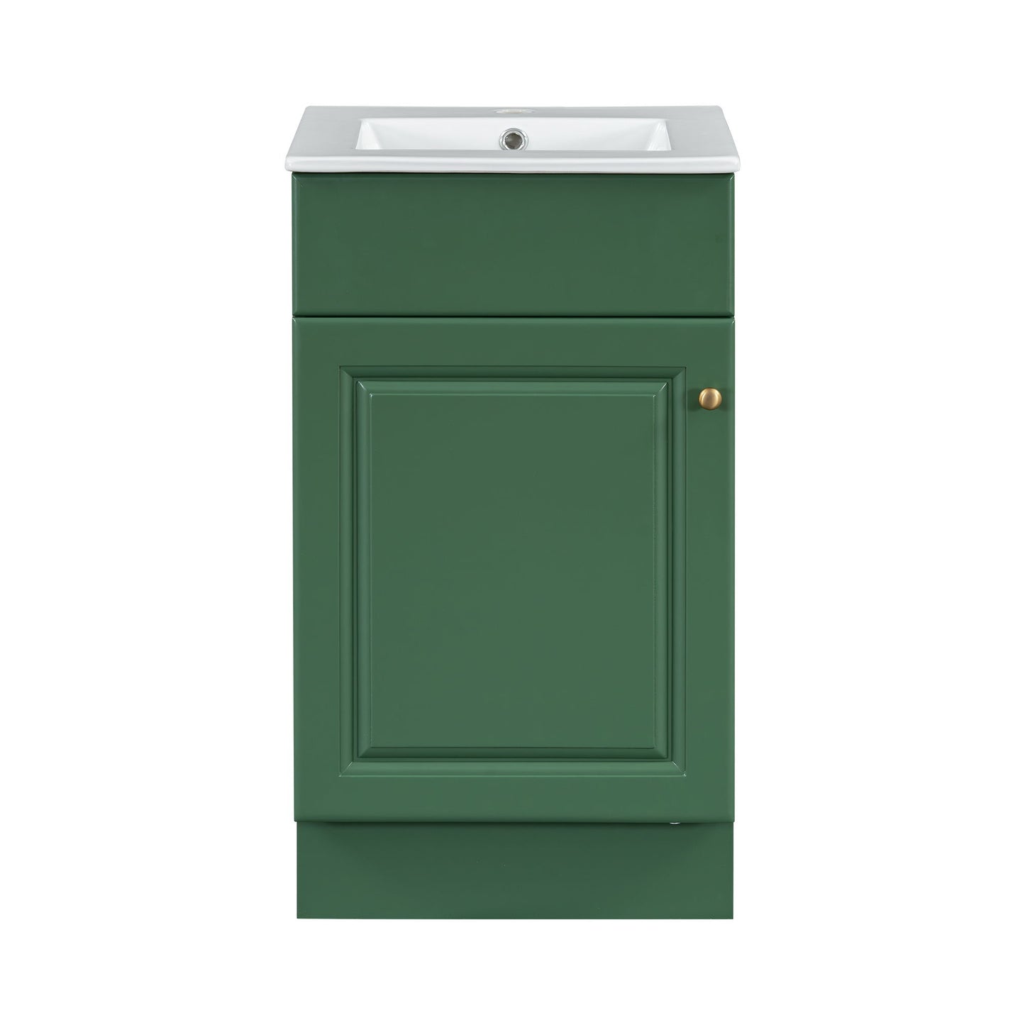 18" Bathroom Vanity With Sink, & Ceramic Cabinet With Adjustable Shelf - Green