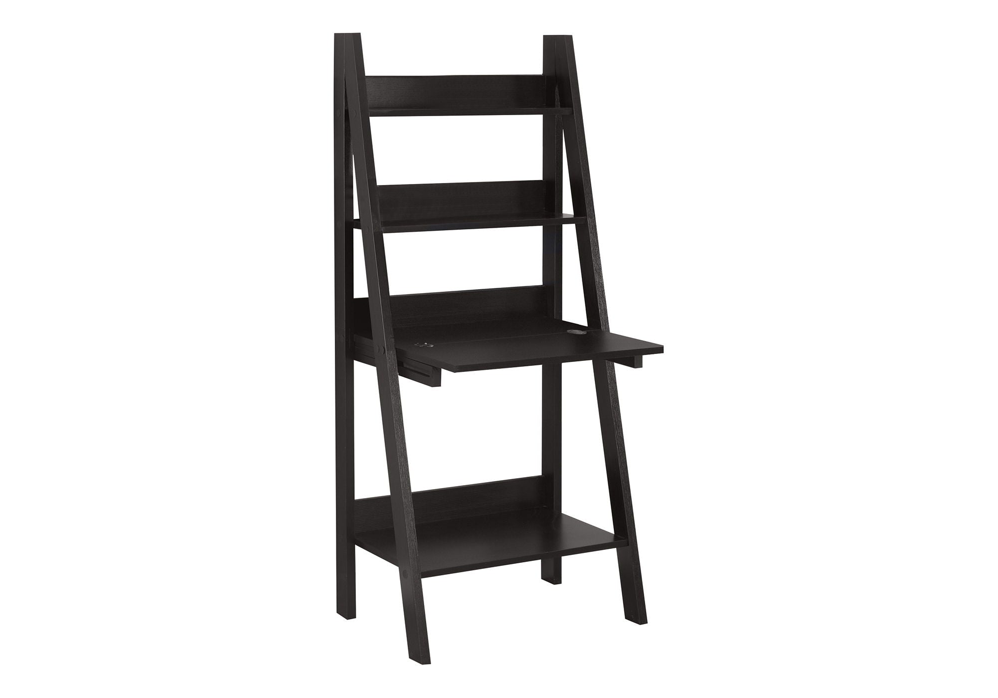 Computer Desk For Home Office, Laptop, Leaning, Storage Shelves, Contemporary & Modern - Espresso