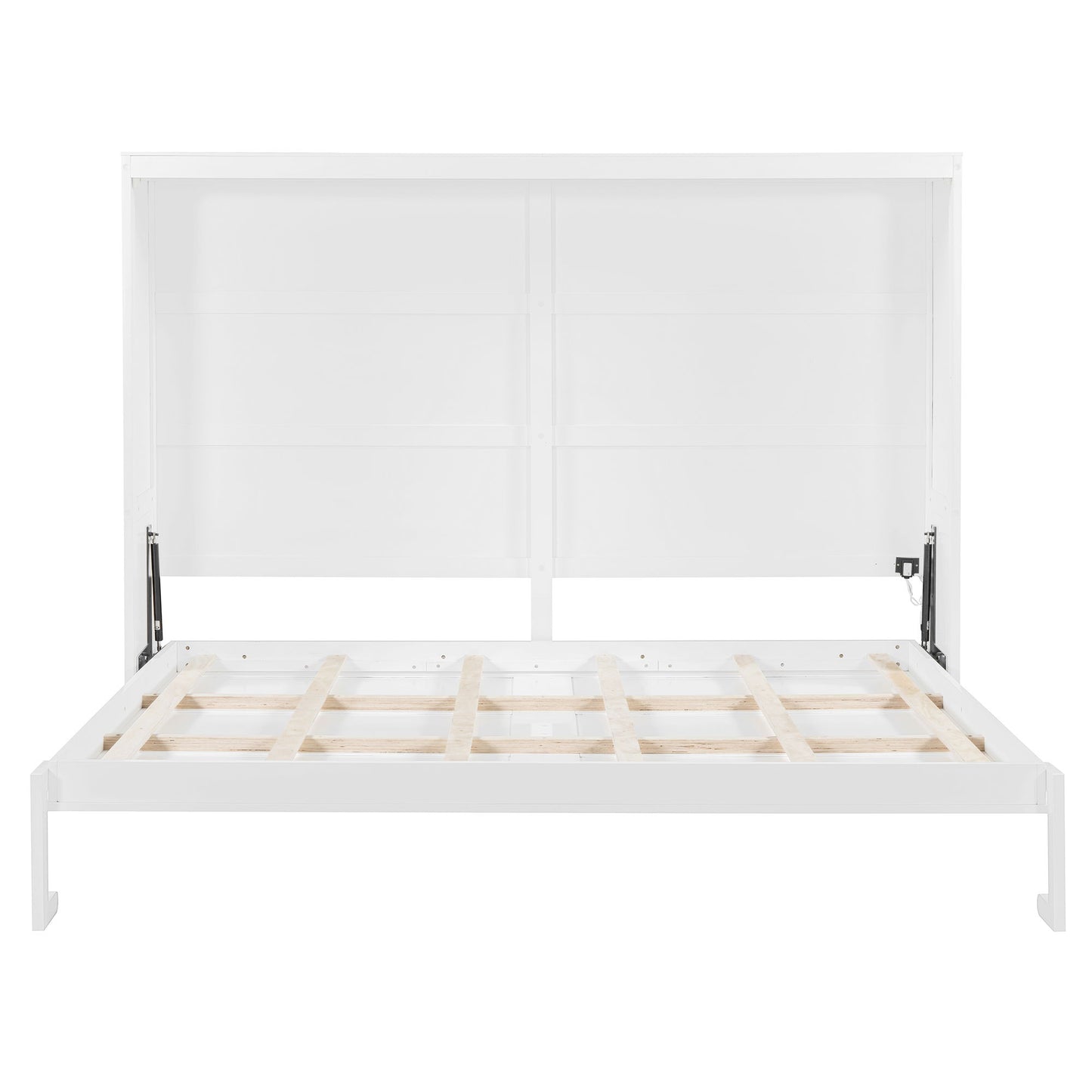 Queen Size Murphy Wall Bed Modern Design With LED Lights - White