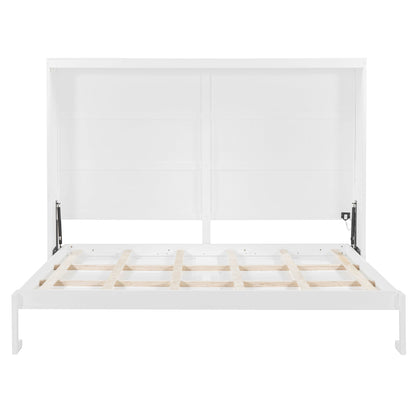 Queen Size Murphy Wall Bed Modern Design With LED Lights - White
