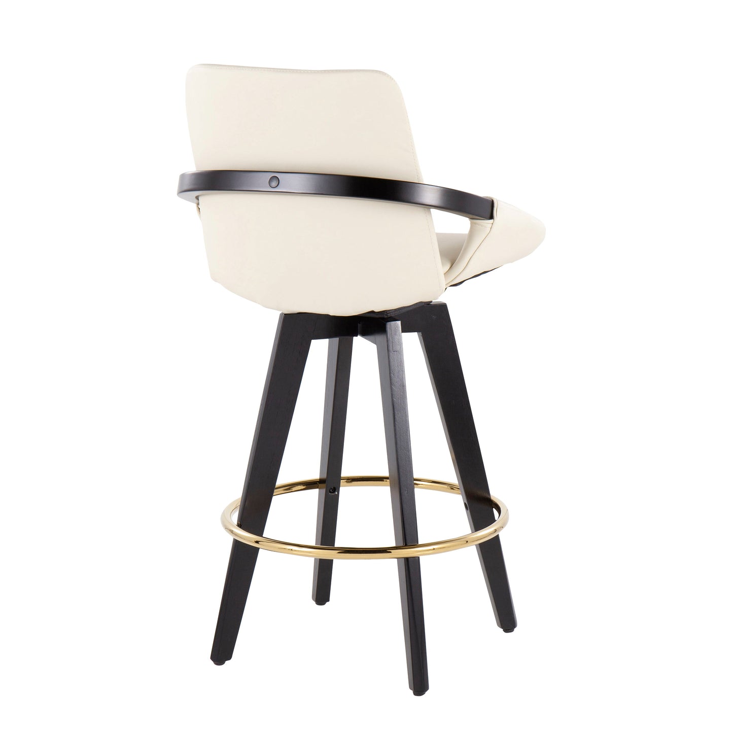 Cosmo - Contemporary Fixed Height Counter Stool With Swivel With Round Footrest (Set of 2) - Black / Cream