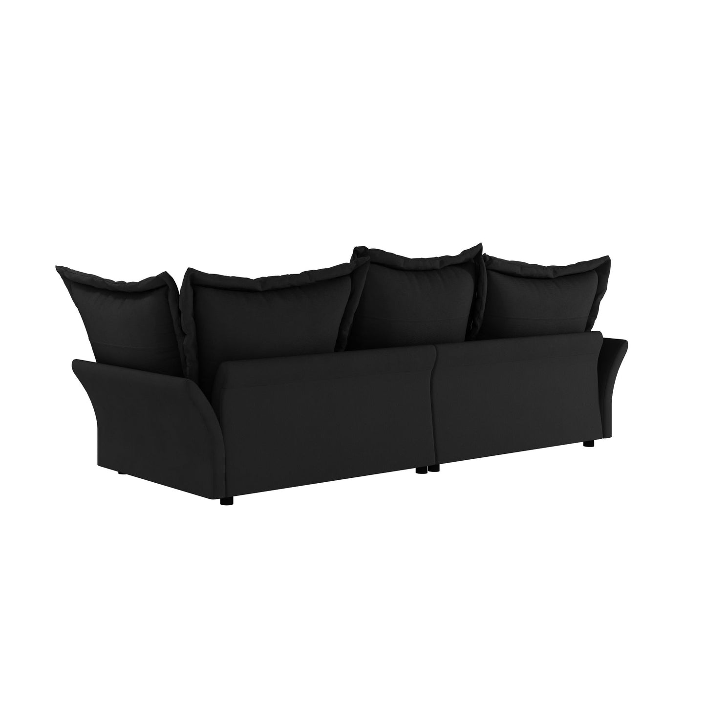 Modern Comfy Upholstered Sofa Cloud Couch, Deep Seat Couches With Multiple Large Soft Pillows, Convertible Deep Seat Chaise Longue For Living Room - Black