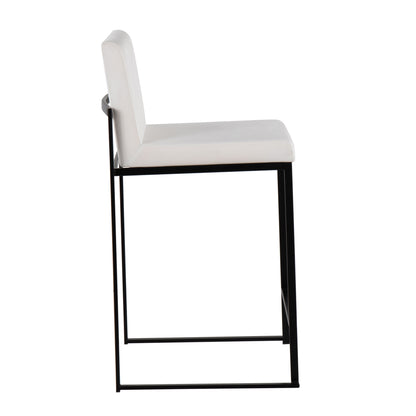 Fuji - Contemporary High Back Counter Stool (Set of 3) - White / Black
