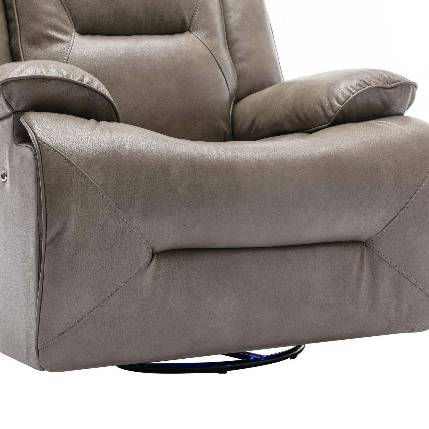 3 Seater Home Theater Recliner Manual Recliner Chair With A Led Light Strip Two Built-In Cup Holders For Living Room - Gray