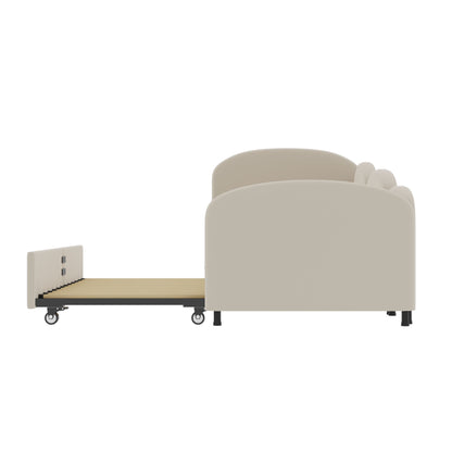 Modern Upholstered Daybed With Twin Size Bed Frames And Storage - Beige