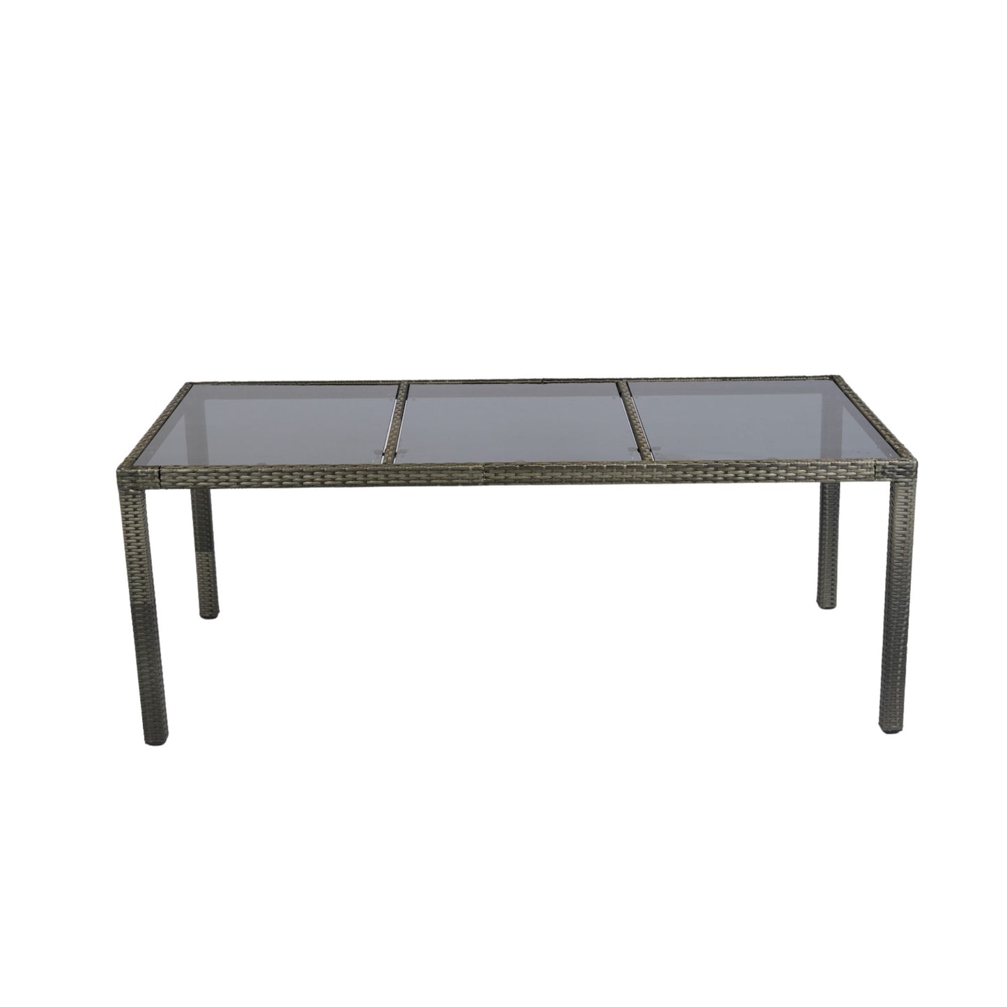 9 Piece Outdoor Patio Wicker Dining Set Patio Wicker Furniture Dining Set Glass Top - Gray / Black