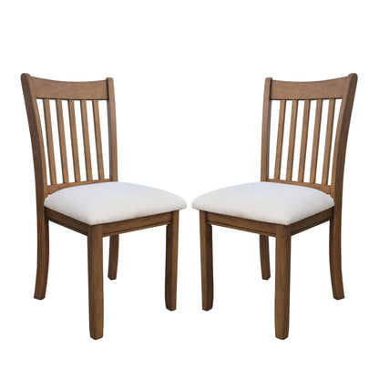 Modern Dining Chair (Set of 2) Wooden Back, Cushion Seats, Frame - Light Brown