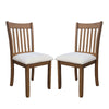 Modern Dining Chair (Set of 2) Wooden Back, Cushion Seats, Frame - Light Brown