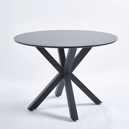 Table Mid-Century Dining Table For 4 - 6 People With Round MDF Table Top, Pedestal Dining Table, End Table Leisure Coffee Table, Cross Leg - Black