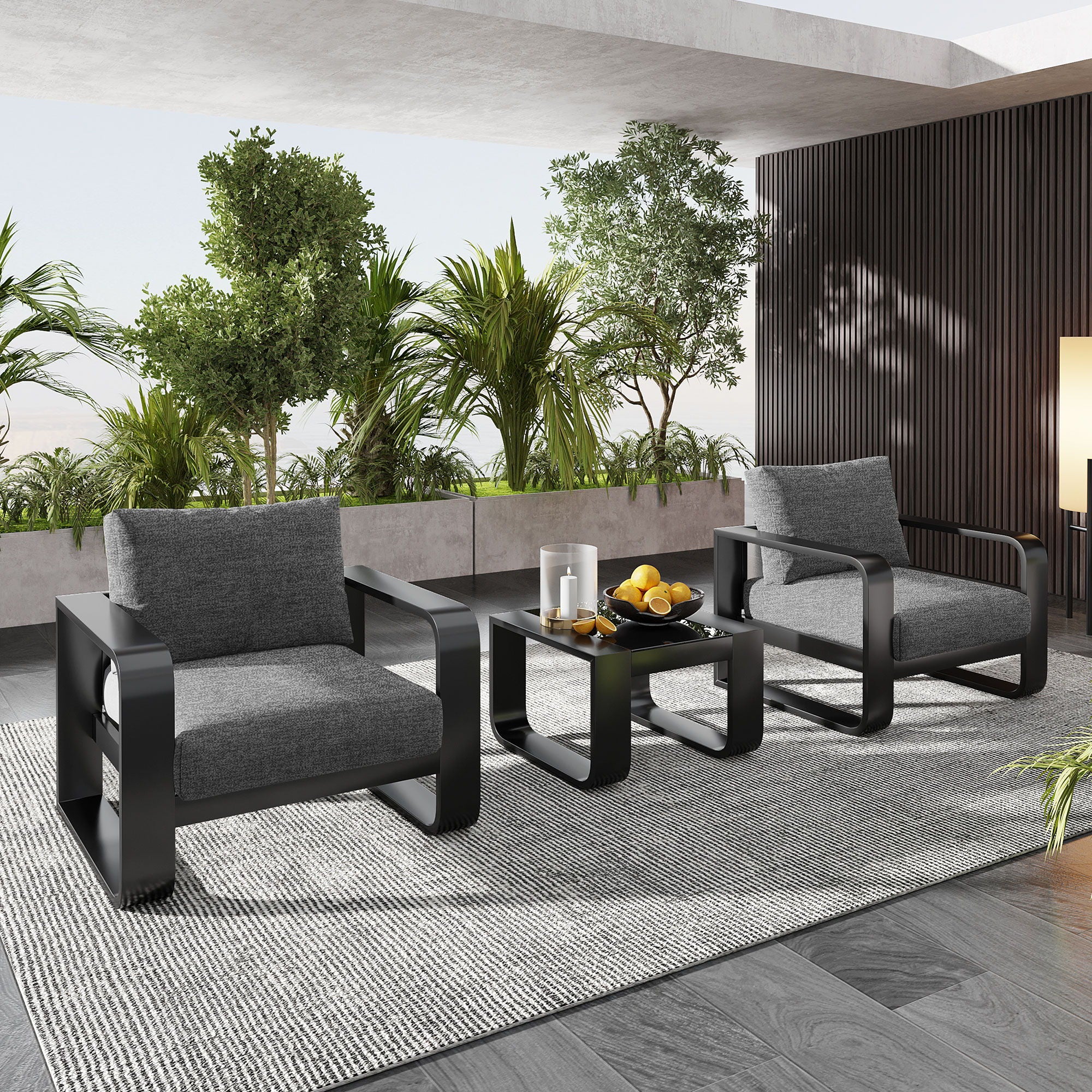 3 Piece Aluminum Frame Patio Furniture With 6.7