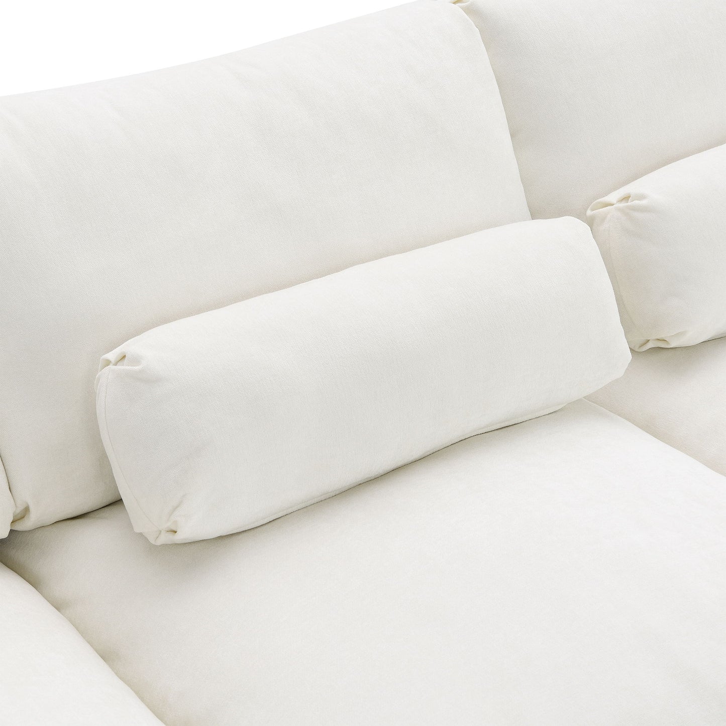 Modular Sectional With Storage Pockets, 5 Seat U Shaped Couch Set With Pillows Free Combination Modern Cloud Sofa With 2 Movable Ottoman - White