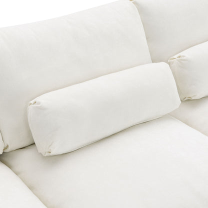 Modular Sectional With Storage Pockets, 5 Seat U Shaped Couch Set With Pillows Free Combination Modern Cloud Sofa With 2 Movable Ottoman - White