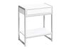 Accent Side Table, Storage Drawer, Glossy Modern - White