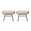 Outdoor Modern Boho Wicker Ottoman With Cushions (Set of 2) - Beige / Brown