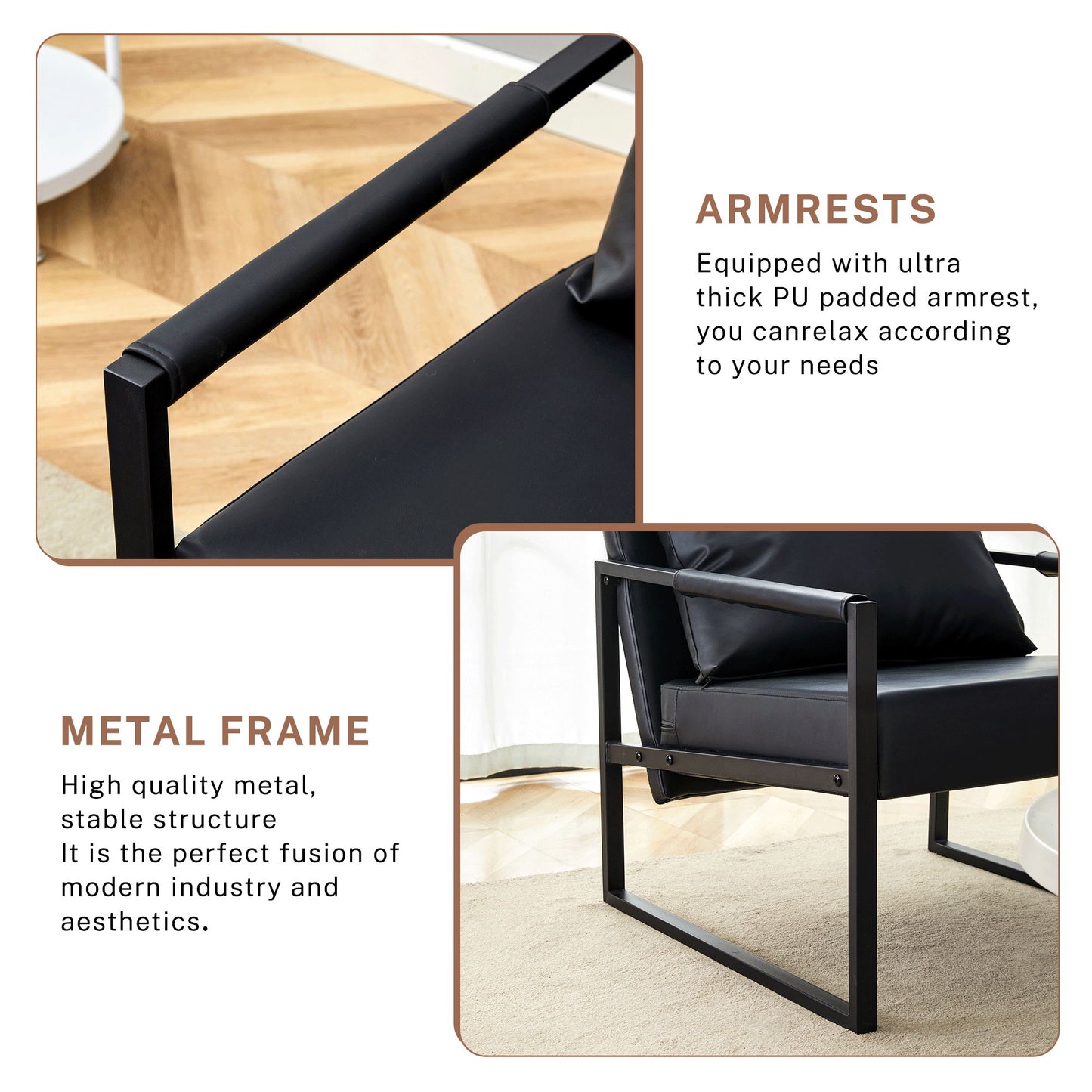 Classic Metal Frame Sofa Ergonomically Designed, A Perfect Blend Of Modern And Industrial Styles - Black