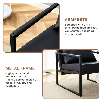 Classic Metal Frame Sofa Ergonomically Designed, A Perfect Blend Of Modern And Industrial Styles - Black