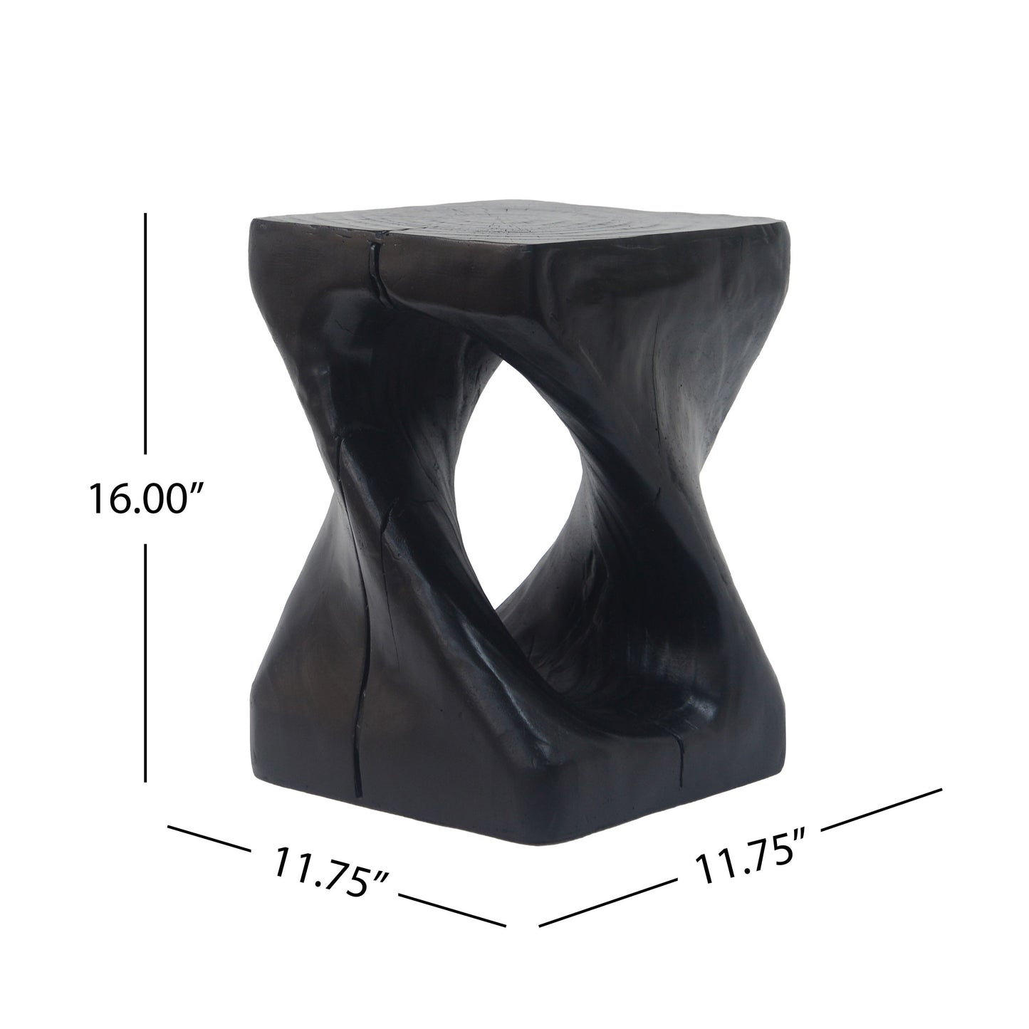 Mgo Twist Shape Side Table With Wood - Like Texture - Black