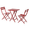 3 Piece Patio Bistro Set Of Foldable Square Table And Chairs - Red