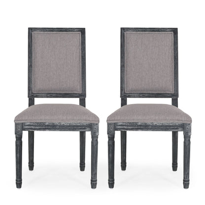French Country Style Dining Chair Set With Upholstered Seats And Weathered - Gray