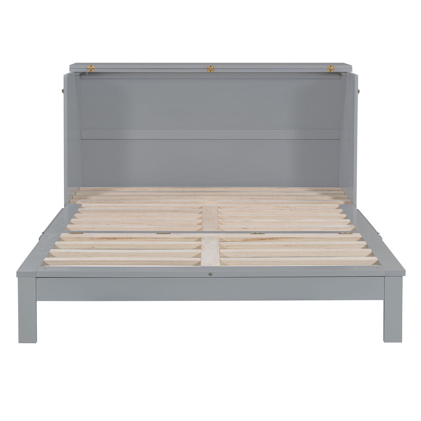 Queen Size Murphy Bed With Large Drawers - Gray