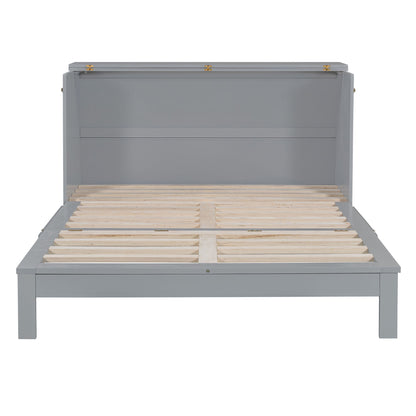 Queen Size Murphy Bed With Large Drawers - Gray