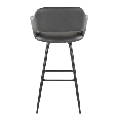 Margarite - Contemporary Fixed Height BarStool With Square Footrest (Set of 2) - Black / Gray