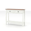 Farmhouse Style Console Table With 2 Drawers And Bottom Storage Shelf - Antique White