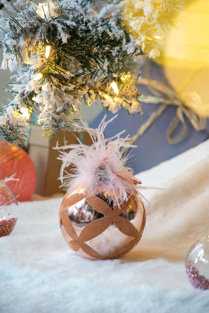 Christmas Ball Ornaments, Glass Decorative Hanging Ball Christmas Tree Ornaments For Holiday Party Decorations (Set of 4) - Pink
