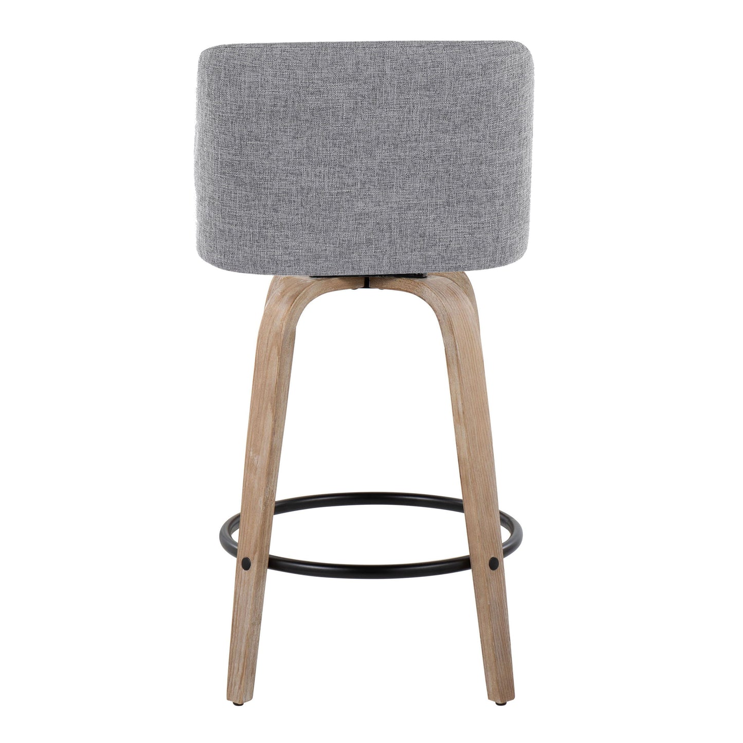 Toriano - Contemporary Fixed Height Counter Stool With Swivel With Round Footrest (Set of 2) - Gray / Whitewashed