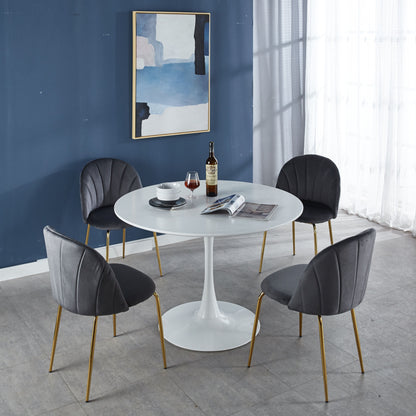 Tulip Table Mid-Century Dining Table For 4-6 People With Round MDF Table Top, Pedestal Dining Table, End Table Leisure Coffee Table - White