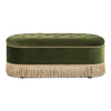 Melinda - Oval Tufted Bullion Fringe Storage Bench - Olive Green