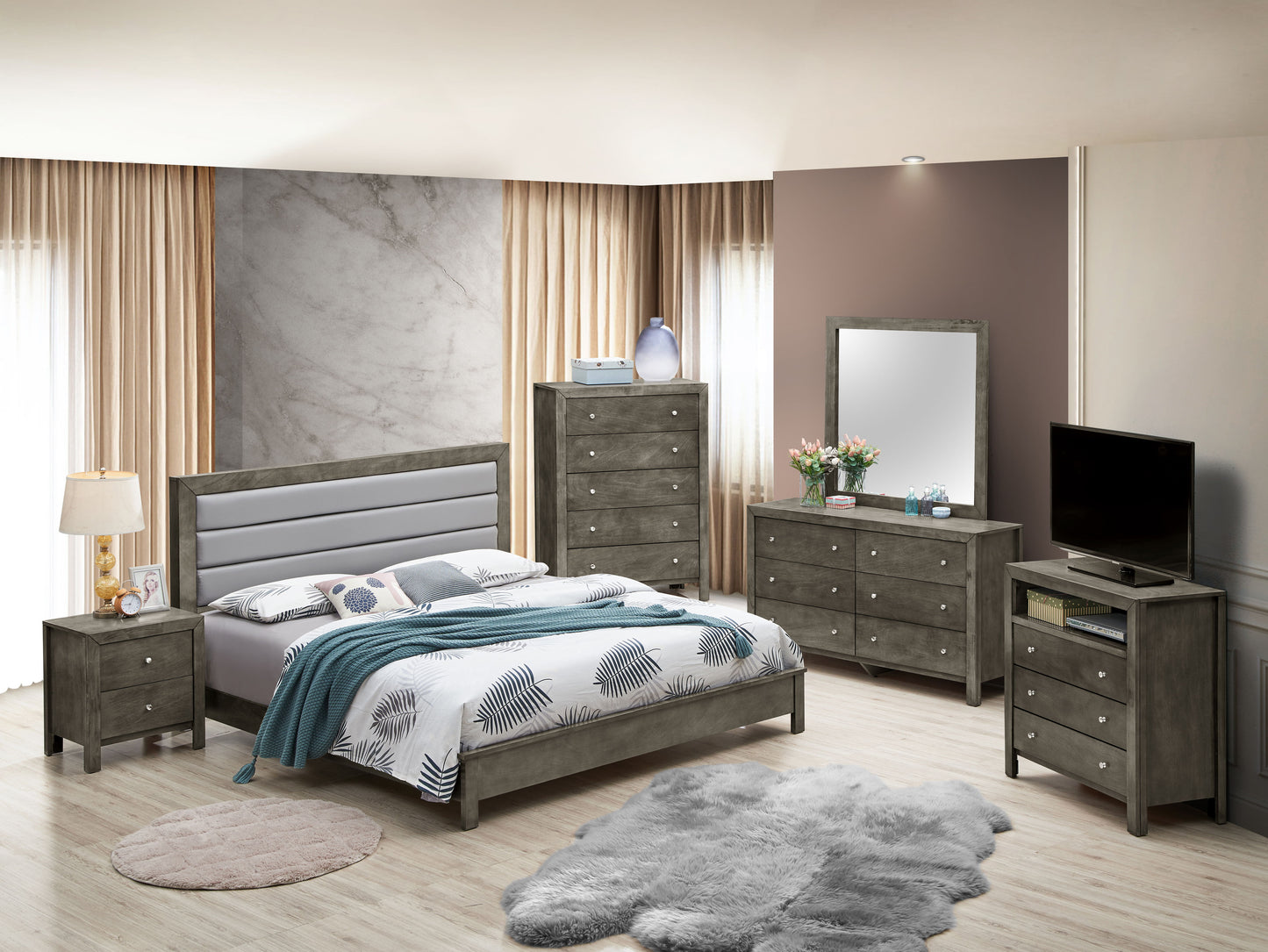 Queen Bed - Gray