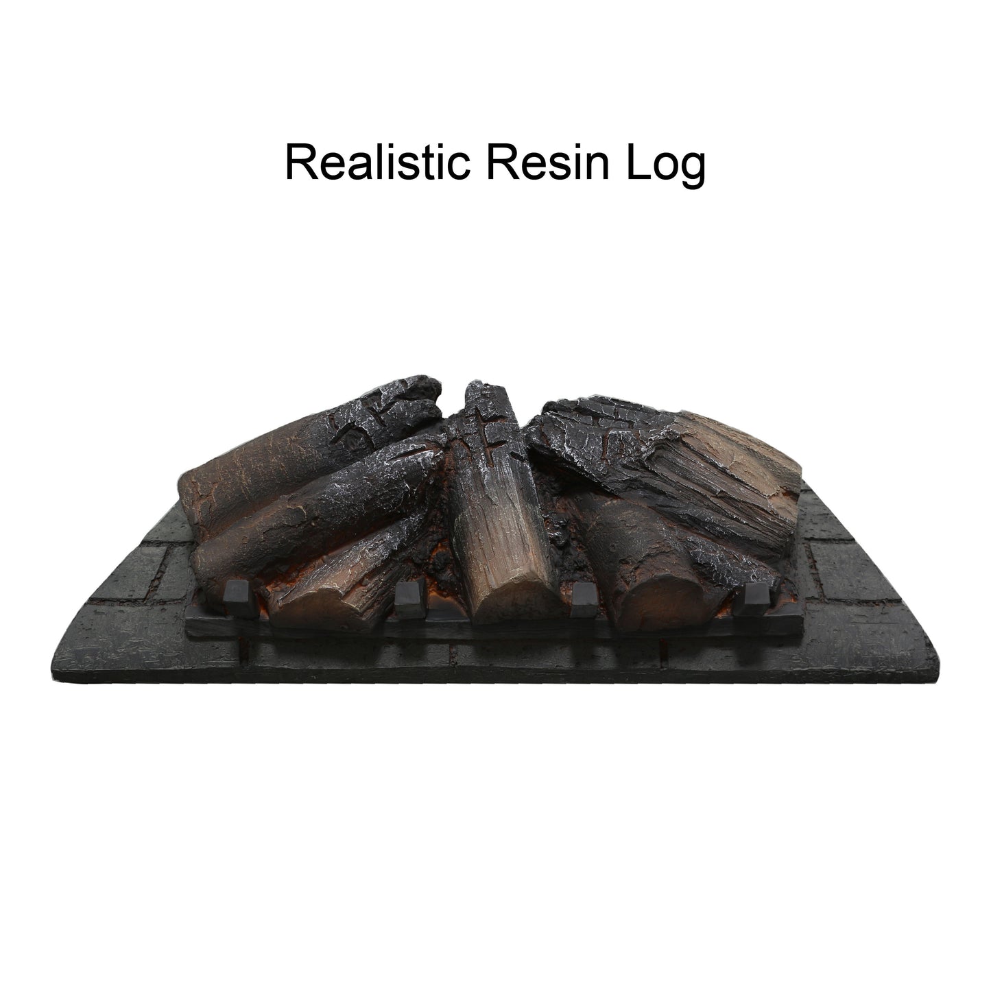 26" Infrared Quartz Heater Fireplace Insert -Woodlog Version With Brick - Antique Black