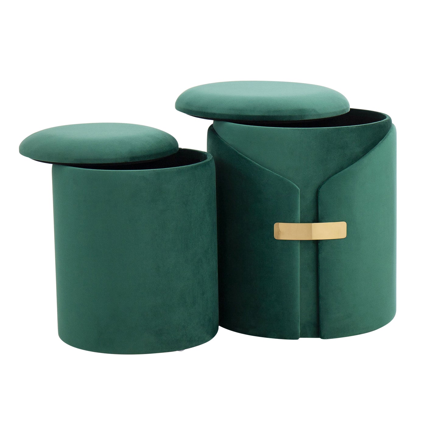 Dahlia - Contemporary / Glam Nesting Ottoman Set - Green