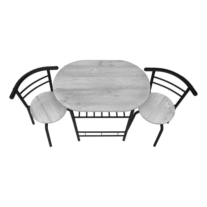 3 Pieces Dining Table Set, Small, Contemporary & Modern - Gray