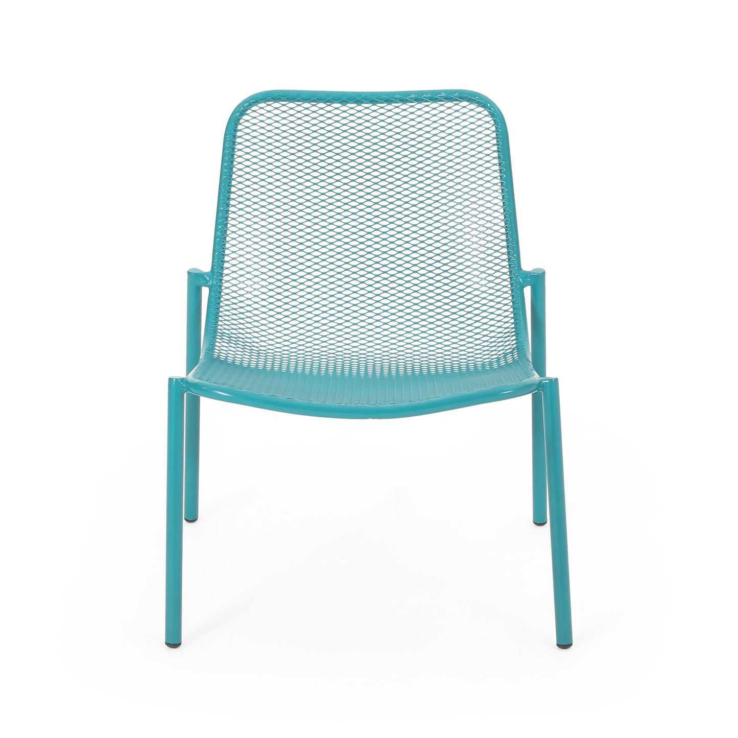 Outdoor Iron Chair With Mesh Design - Teal