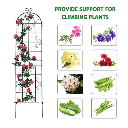 4 Pack Metal Garden Rustproof Trellis For Climbing Plants Outdoor Flower Support - Black