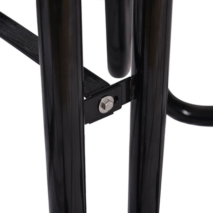 Round Outdoor Steel Picnic Table, With Umbrella Pole - Black
