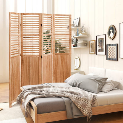 Panel Solid Wood Folding Room Divider - Natural