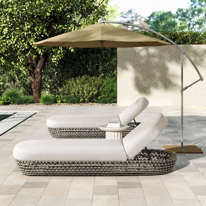 Willow - Sunbrella Upholstered Patio Lounger - Wheat Beige