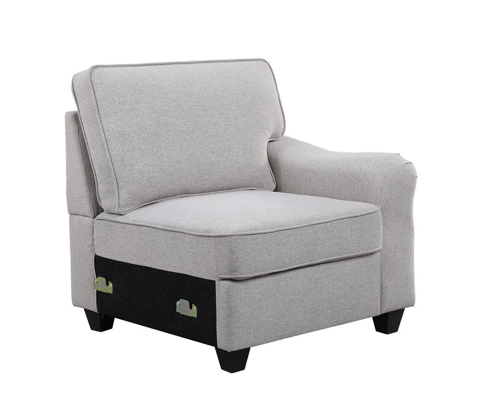 Leo - 8 Piece Modular L-Shape Sectional Sofa And Ottoman - Light Gray