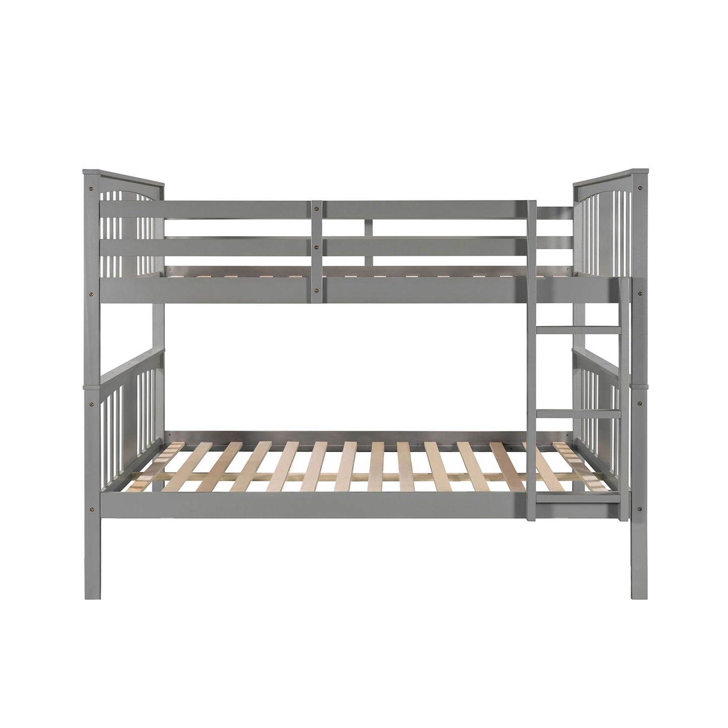 Full Over Full Bunk Bed With Ladder For Bedroom - Gray