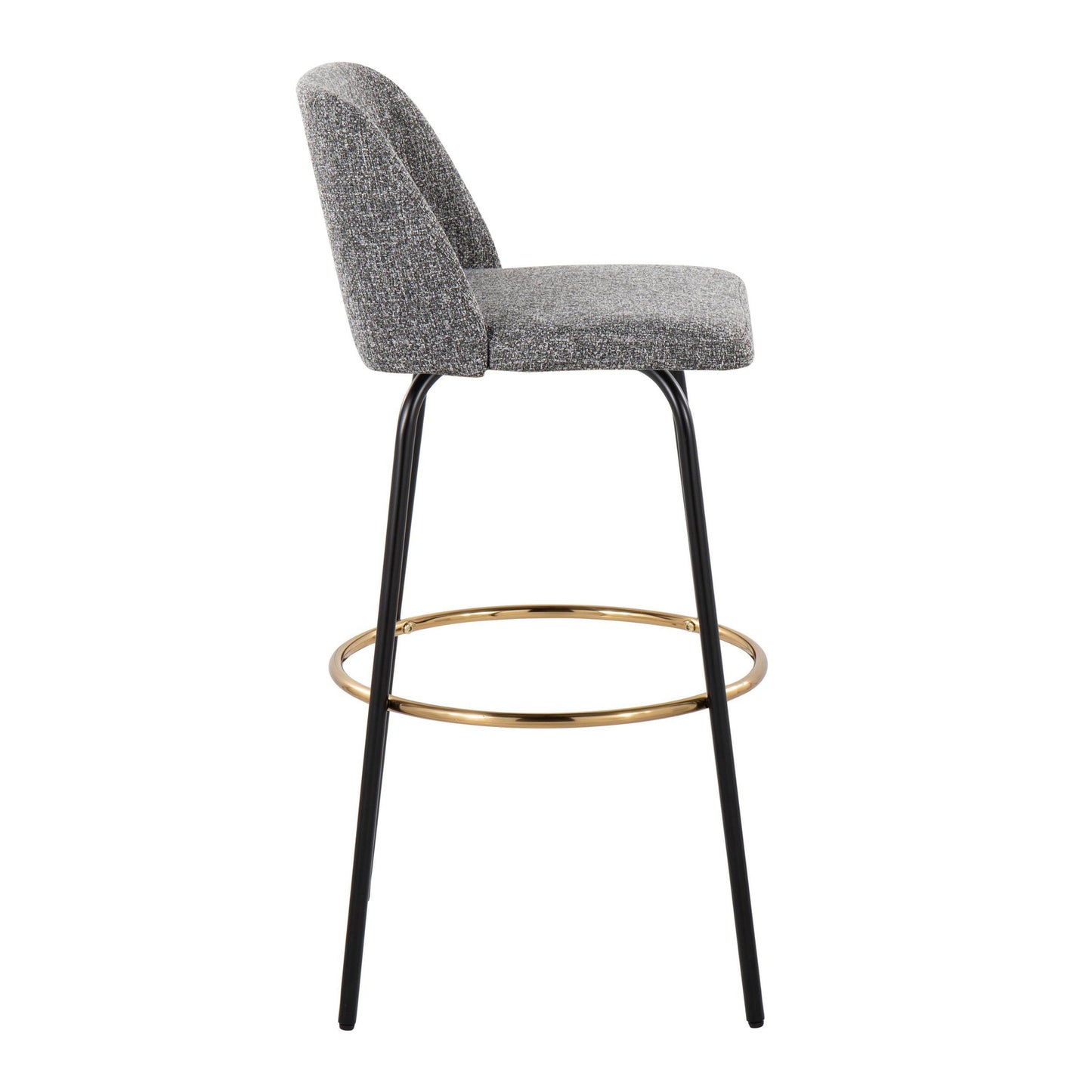 Toriano - Contemporary Fixed Height Barstool With Swivel With Round Footrest (Set of 2) - Gray / Black