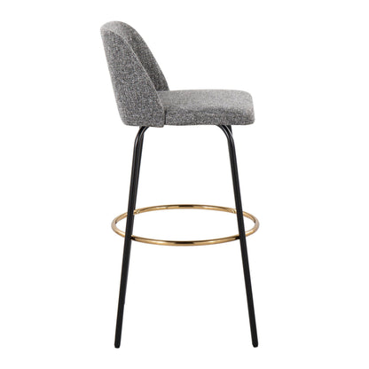 Toriano - Contemporary Fixed Height Barstool With Swivel With Round Footrest (Set of 2) - Gray / Black