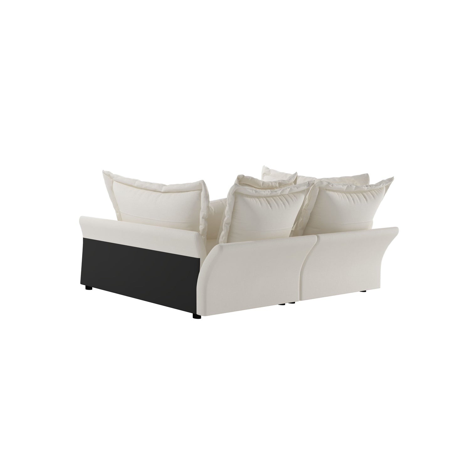 Modern Comfy Upholstered Sofa Cloud Couch, Deep Seat Couches With Multiple Large Soft Pillows, Convertible Deep Seat Chaise Longue For Living Room - Beige