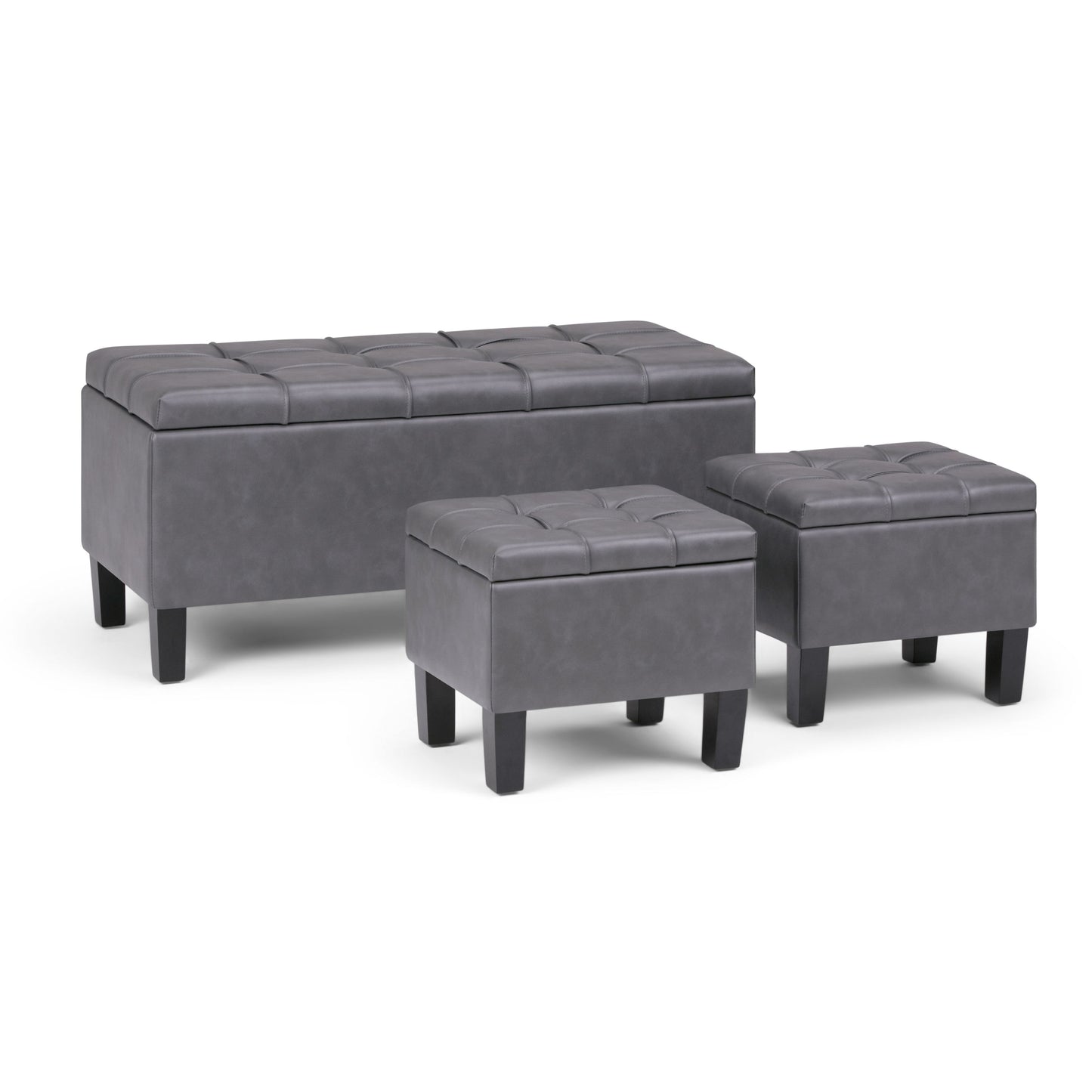 Dover - 3 Piece Storage Ottoman - Stone Gray