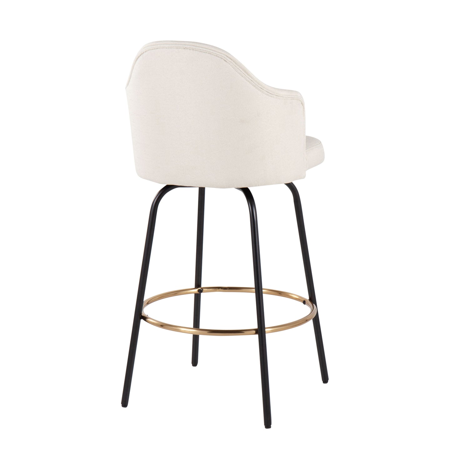 Ahoy - Contemporary Fixed Height Counter Stool Round Gold Footrest (Set of 2) - Cream / Black