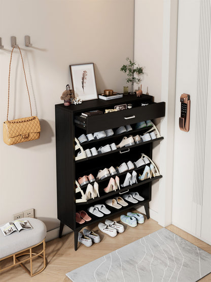 Shoe Cabinet, Shoe Storage Shelves - Black