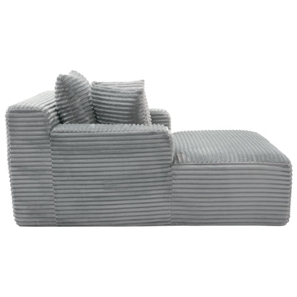 Modern Full Compressed Chaise Lounge Sofa Bed With Removable Pillows, Upholstered - Gray
