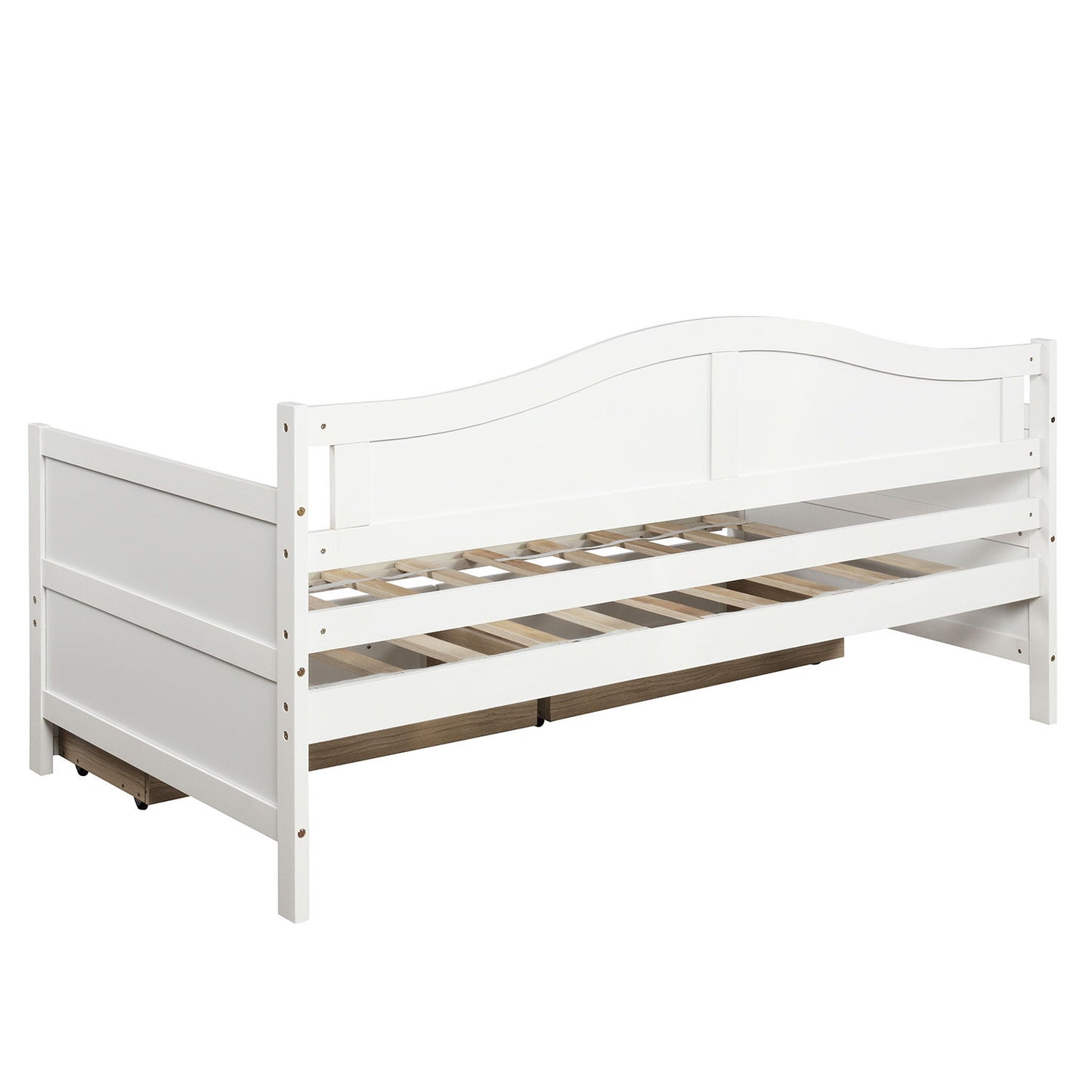 Twin Daybed With 2 Drawers, Sofa Bed For Bedroom Living Room, No Box Spring Needed - White
